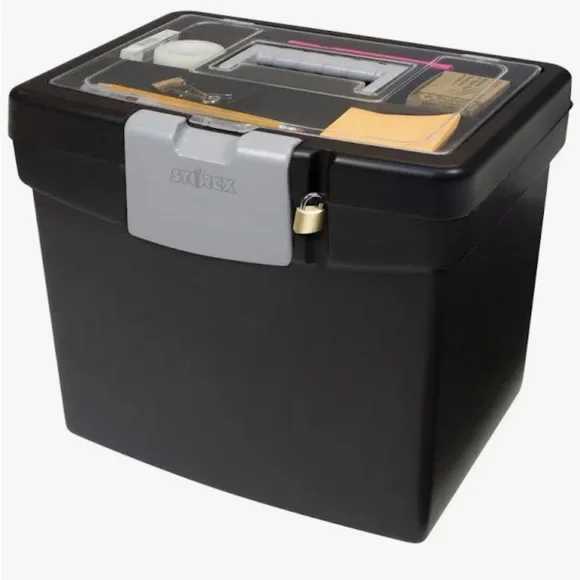Storex Portable File Box with Top Organizer - Picture 3 of 8